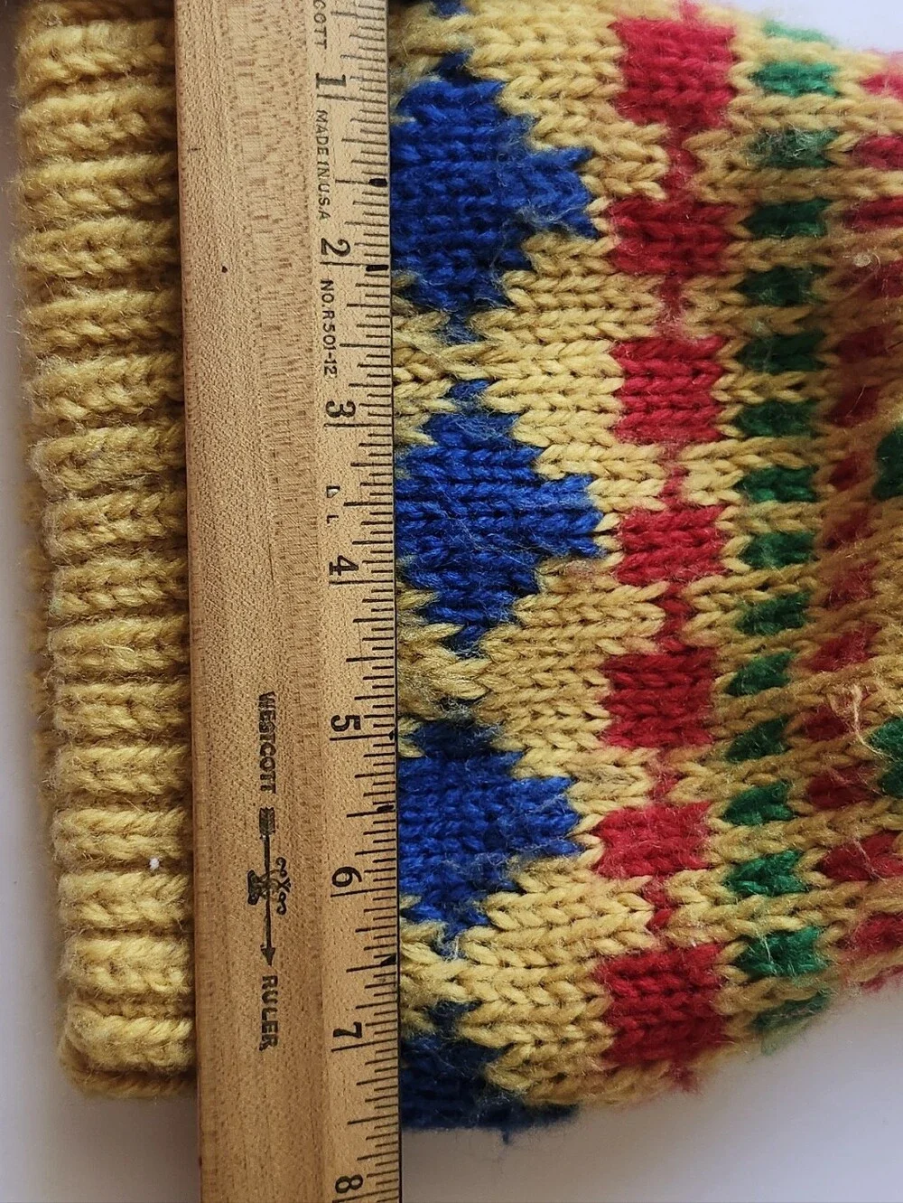Yellow Knit Pom Pom Hat and Mittens Set for Kids -Pattern Made In JAPAN